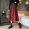 Skirts Women's Autumn And Winter High Waist Slim Mid-length A-line Skirt Korean Retro Umbrella Tooling Large Swing