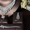 Collier boucles d'oreilles ensemble HIBRIDE Vintage classique mariée femmes boucle d'oreille bague et Bracelet 4 pièces forme de feuille CZ bijoux Occasion formelle N-260