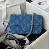 Projektantka damska CF25CM Denim Crossbody Bag Classic Clamshell Bag damskie ramię ramię w kratę luksusowy designerski portfel dla damskiej torba łańcucha
