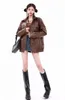 Damen Leder Faux Herbst PU Jacke Vintage Braun Motorrad Mantel Weibliche Koreanische Lose Street Outwear 230923