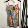 Seksi vintage desen kamisole elbise kadın moda tasarımcısı paketi kalça etek nefes alabilen ince fit etek