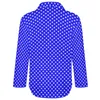 Kvinnors blusar Retro Polka Dot Loose Blue Blue and White Street Wear Overdimensionerade kvinnor Långärmade söta skjortor Spring Graphic Tops