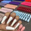 Faux Ongles 24pcs Mélanger Couleurs Mat Super Long Cercueil Couverture Complète Nail Ballet Presse sur Ongles Conseils pour Nail Art Ongles Artificiels Faux Ongles 230922