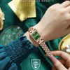 Relógios femininos marca suíça relógio de alta qualidade retângulo impermeável diamante quartzo verde relógio de pulso de aço inoxidável com caixa 230922