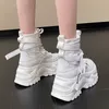 Chunky Women Platform Fashion Motorcycle 571 Boots White Lace Up Thick Bottom Shoes Woman Autumn Winter Ankle Botas De Mujer 230923 364