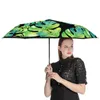 우산 열대 잎 3 배 자동 우산 해변 팜 uv 보호 검은 코트 남성 여성용 휴대용