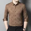 Camisas casuais masculinas pele-amigável boutique de seda camisa de manga longa xadrez primavera qualidade macio confortável clássico luxo camisas de