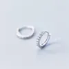 Стерлингового серебра, маленькие черные серьги-кольца с кубическим цирконием, серьги-кольца для женщин и мужчин, круглые серьги-кольца, ювелирные изделия, обруч297O