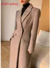 Women's Wool Blends Coffee Colored Suit Woolen Autumn and Winter Retro High-end Temperament Waist Length Woolen Coat Women Winter Jacket 230922