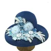 Cappelli a tesa larga da donna grande cappello di paglia fiore protezione solare estiva pescatore all'aperto viaggio UV spiaggia matrimonio Po
