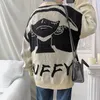 Erkek kazaklar kış japonya anime büyük boy süveter karikatür luffy örgü sevimli uzun kollu moda üst kısımlar siyah beyaz vintage kıyafetler 230922