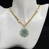 Colliers pendentif en strass en forme de fleur bleue chaîne en bronze antique collier de luxe créateur de marque de mode pour femme fille dames w213I