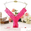 Women'S G-Strings Womens Women V Shape Floral Lace G String Panties Low Rise Underwear Lingeries Woman Thongs T Back Clothes Will An Dhtx2