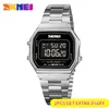 Wristwatches SKMEI 1647 Retro Digital Watches Men Fashion Business Steel Band Waterproof Watch Electronic Mens Wristwatches Male reloj hombre 230922