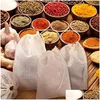 Coffee Tea Tools 100 Pieces Kitchen Food Muslin Cotton Storage Dstring Bags Empty Filter Sachet Mti Size Soap Cooking Cheesecloth P Dhxn2