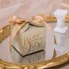 Gift Wrap 10Pcs Glitter Paper Wedding Dragees Boxes With Ribbons Pearl Baby Shower Favors Candy Box For Packaging