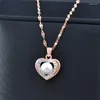 Pendentif colliers LEEKER Style coréen coeur chaînes rondes pendentifs en acier inoxydable collier pour femmes perle Rose or couleur accessoires 858