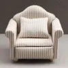 Dolls 3pcs 1 12 Miniature Striped Sofa Model With Pillow Living Room Decoration Dollhouse Furniture Accessories 230922