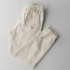 Pantaloni da uomo 2023 Primavera Puro Lino Uomo Casual Alla Caviglia Solido Bianco Dritto Traspirante Moda Comodo Pantaloni Pantaloni Maschili