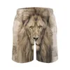 Men's Shorts Lion Gym Pencil Drawing Schematics Casual Beach Short Pants Print Sports Quick Drying Swim Trunks Birthday Present