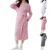 Homens sleepwear mulheres toalha tecido roupão de secagem rápida cor sólida longo outono robe vestido mulheres vestidos de algodão