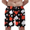 Men's Shorts Poker Cards Board Red Hearts Casual Beach Male Custom Sports Surf Quick Drying Swimming Trunks Gift