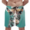 Mäns shorts giraffbord grafisk illustration solglasögon sportkläder strand män bekväm mode plus storlek badstammar