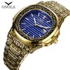 Classic designer vintage watch men 2019 ONOLA top brand luxuri gold copper wristwatch fashion formal waterproof quartz unique mens229B