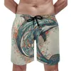 Shorts masculinos Dolphin Board Summer Cartoon Stylize Casual Beach Homens Esportes Fitness Confortável Impresso Troncos de Natação
