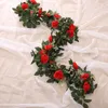 Torkade blommor Silk Artificial Rose Vine Hanging For Wall Christmas Rattan Fake Plants Leaves Garland Romantic Wedding Home Decoration 230923