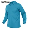 Herrpolos Tacvasen Summer Long Sleeve Performance Quick Torkning Polos T-shirts Mens Tactical Shirt Golf Team Work Shirts Jersey Casual Tops 230923