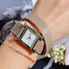 Classic 26mm Women Quartz Watch Heure Two Layer Genuine Leather Square Digital Dial Wristwatch For Lady Zircon Sapphire Clock1754