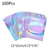 Sacs de rangement 100pcs Sac holographique translucide Emballage cadeau de Noël