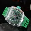 2022 Luxury Six-pin Quartz Transparent Bezel Men's Automatic Watch Men's Designer Waterproof watch278C