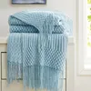 Blankets Inya Home Throw Blanket for Couch Sofa Bed Decorative Knitted with Tassels Soft Lightweight Cozy Textured 230923