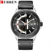 CWP 2021 Curren Casual Leather Pasek Business WristWatches Classic Black Quartz Męski Watch Data i tydzień Wodoodporny 2573