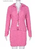 Tweedelige jurk Herfstoutfits Lente streetwear Y2K Roze jurk 2 tweedelige sets Damesrok Lange mouw Knopen Top + minirokken Pakkensets 2023 T230923