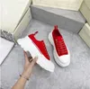 Luxury Casual Running Shoes Tread Slick spetsar upp sneaker trippel svart kunglig röd låg plattform designer sneakers canvas gummi utomhus kvinnors tränare