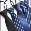 Tie Man Zipper Inget behov av att träffa affärsdräkt 8cm professionell mörkblå svart en lätt att dra brudgummen bröllop lazy244a