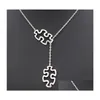 Pendant Necklaces Fashion Tibetan Sier Autism Jewelry Awareness Jigsaw Double Puzzle Piece Adjustable Necklace Gifts Drop Delivery Pe Dhlub