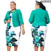 Ethnische Kleidung 2023 Frühling Herbst Druck Afrikanische 2 Stück Set Frauen Kleid Mantel Anzug Elegante Damen Büro Tragen Kleider Für 2XL-6XL