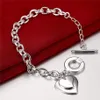 Kvinnors sterling silverpläterad dubbelhjärta till charm armband GSSB284 Fashion 925 Silver Plate Jewelry Armelets255z