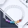 Perles Hommes Femmes Éléphant Charms 7 Chakra Bracelet Énergie Yoga Bouddha Perle Colorf Blanc Givré Mat Perles Bijoux 8 Mm Goutte Livrer Dhh6B