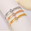 Bangle Trendy Chic Water Drop Cubic Zircon Stainless Steel For Women Charm Texture Simple Gold Color No Fade Accessories