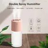 1pc 13.53oz Portable Double Spray Fine Mist Air Humidifier USB Double Wet Aroma Essential Oil Spray Diffuser Home Car Mini Humidifier, Small Appliances