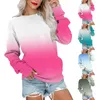 Sudaderas con Capucha para Mujer Sudadera con Cuello Redondo con Estampado Degradado Informal para Mujer Jersey De Manga Larga Jersey Suelto Ropa De Abrigo Patchwork Vintage