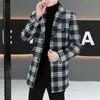 Misto lana da uomo 2023 Tendenza autunno e inverno Bello cappotto scozzese casual coreano Moda giovanile Medio lungo di lana 230922