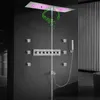 Ceiling Embedded LED Shower System With Music Speaker 36X12 Inch Shower Head Bathroom Thermostatic Shower Faucet Set