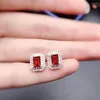 Boucles d'oreilles Sterling Silver Garnet 4 mm 6 mm Emerald Cut Natural 925 Bijoux