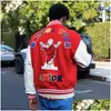 Mens Jackets Men Designer Jacket Jesus Embroidery Saint Baseball Streetwear Patchwork Letter Asap Rocky Harajuku College Varsity Bombe Dhzbw